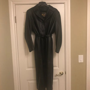 Full length leather coat